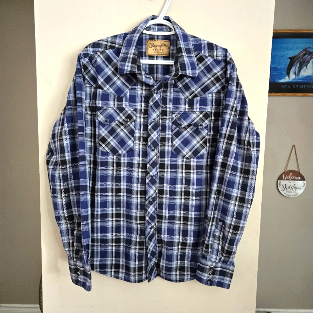 Wrangler Blue Plaid Men's Shirt